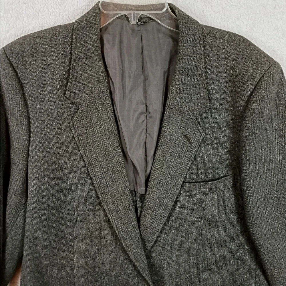 Patagonia Vintage 80s Blazer Mens 44L Gray Herringbone Tweed Sport Coat Rare